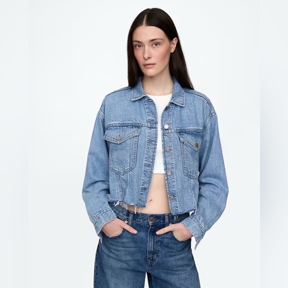 GAP Jackets & Blazers - Gap UltraSoft Icon Denim Crop Jean Jacket Shacket Spring Festival Rodeo NWOT